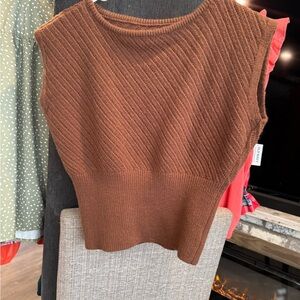Cider Chocolate Ribbed Sleeveless Sweater